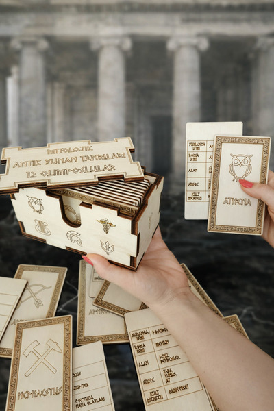 GÖKÇEN HOBİ Mitolojik Antik Yunan Tanrıları 12 Olimposlular – Ahşap Kartlar