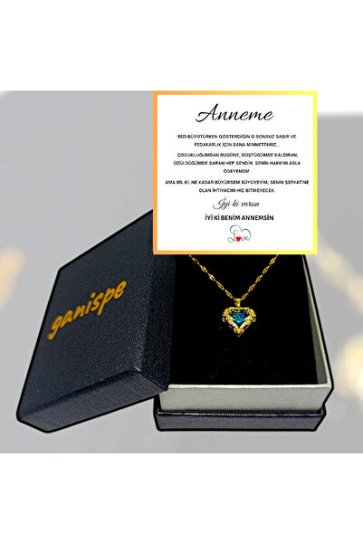 ganispe 10 Mayıs Anneler Günü Hediyesi "Anneme'' Okyanus Kalbi Kolye | Anlaml...