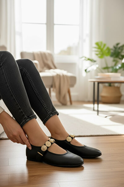 yezy shoes Adjustable Daily Women's Ballerinas with Buckle Detail