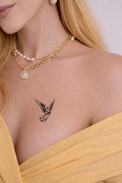 Kirbi Reklam Melek Omuz Göğüs Üstü Geçici Dövme Tattoo