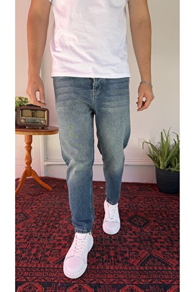 Casualmen32 Mavi Yıkamalı Boyfriend Jean