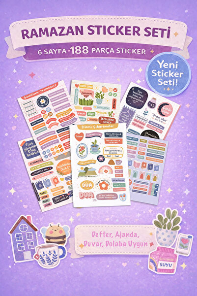 WALLHUMAN Ramazan Sticker Seti – 6 Sayfa 188 Parça | Eğitici & Günlükleme Sti...