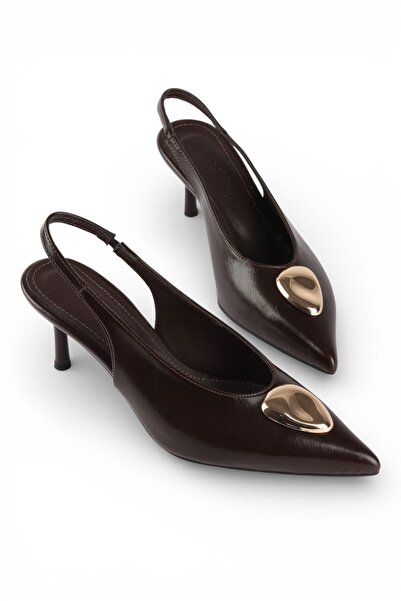 luuq shoes Παπούτσια με τακούνι SASHA με λεπτομέρεια από χρυσό κούμπωμα