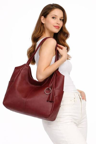 chocolatebag Women's Large Casual Model Selay Shoulder and Arm Bag Burgundy