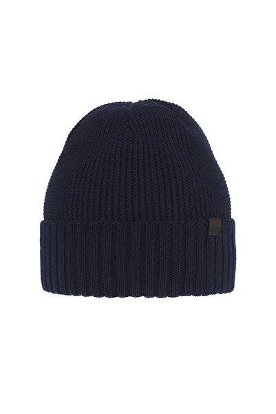 OEM Sewer men's winter hat, navy blue, made of merino wool, Size 55-60