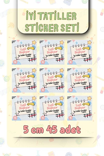Sticker Ekspres Kare Şeklinde İyi Tatiller Etiketi 45 Adet 5 cm Opak Sticker ...