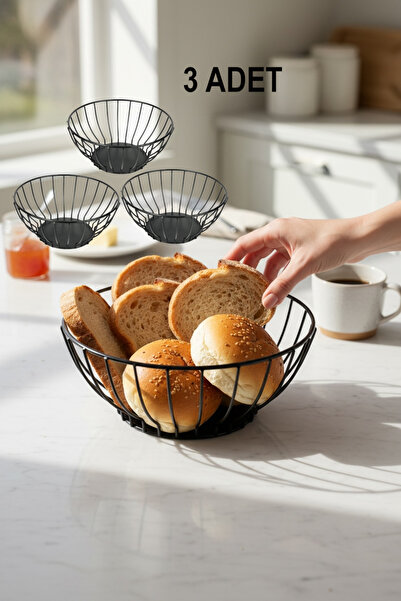 EVSTYLE 3-Piece Wire Bread Bowl & Fruit Bowl - 19 cm Diameter