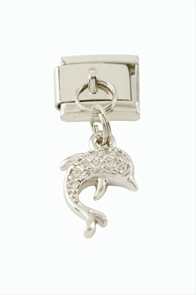Generic Brand Dolphin Zircon Stone Swirl Steel Charm