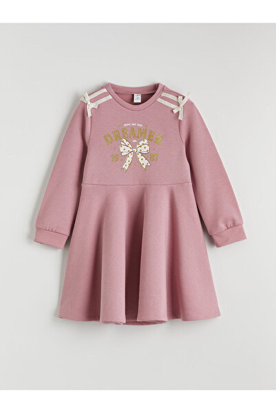 LC Waikiki Crew Neck Printed Dress for Girls