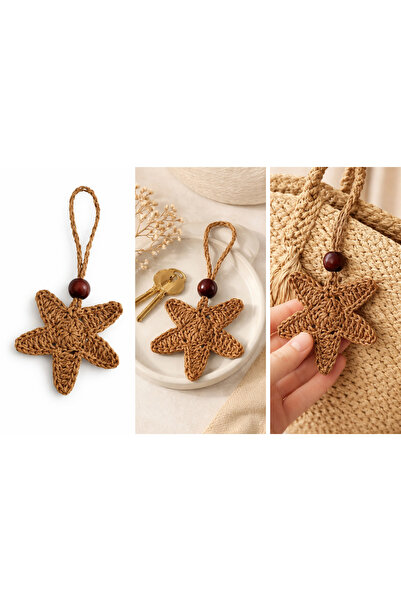 ATLASHOP El Yapımı Örgü Yıldız Anahtarlık – Doğal İp – El Emeği