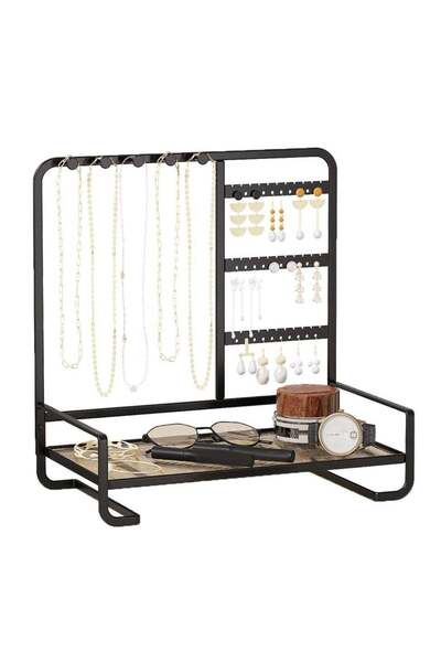 Generic Black Vanity Tray for Countertop – Decorative Multipurpose Jewelry Tray