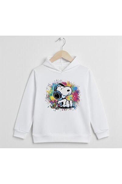 Tiny and Co Unisex 100% Cotton Snoopy Printed Kids Hooded Sweatshirt