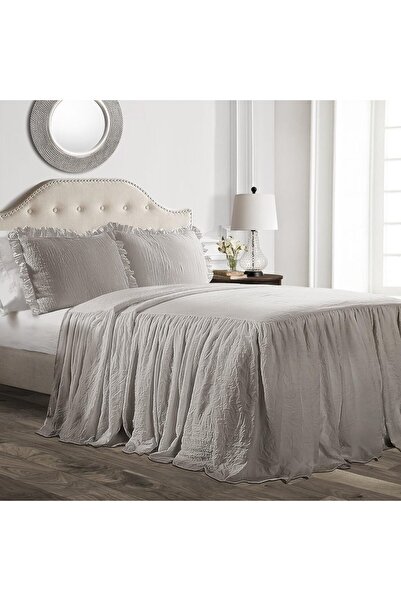 Lush Decor غطاء سرير مكشكش، تصميم ريفي وردي، طقم من قطعتين، خفيف الوزن، مقاس ...