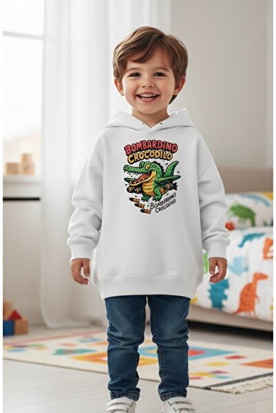 Tiny and Co Unisex 100% Cotton Bombardino Crocodilo Printed Children's Hooded...