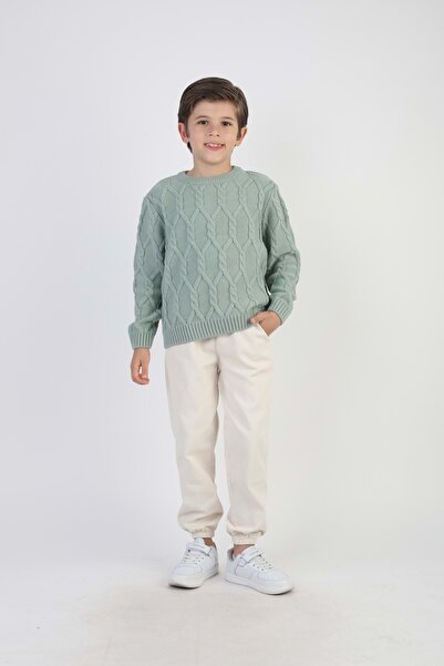Lolliboomkids Soft Green Diamond Pattern Knit Sweater - Green - 5-6 Years - S...