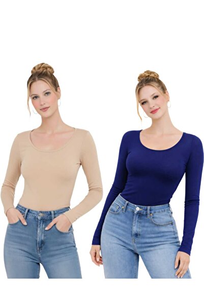 MODARENGİN Women's Long Sleeve Ballerina Collar Blouse-Casual Stylish Design