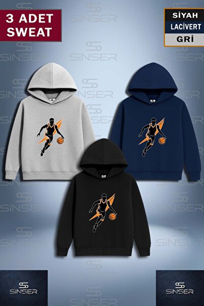 SS SİNSER Φούτερ με στάμπα  "3LU "BASKETBALL PLAYER " Πορτοκαλί "