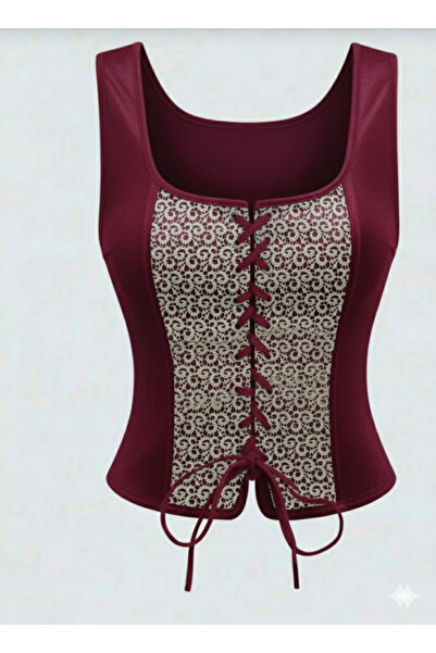 Mefa basic Kadın bohem retro Vintage dantel tasarımlı Yelek