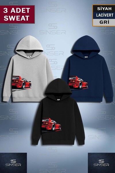SS SİNSER Φούτερ με κουκούλα με στάμπα "3LU "ARABA KIRMIZI SAG YANDA" "
