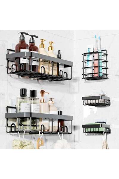 Generic Shower Caddy 5 Pack – Black Rustproof Shower Organizer Set