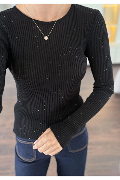 jöns since 1997 Women's Glitter Corded Fabric Stretchy Knitwear Blouse