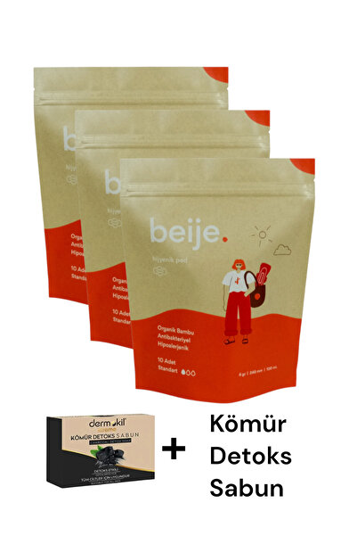 KMS HOME Beije Organik Bambu Standart Ped 10'lu x 3 Adet + Dermokil Detoks Kö...