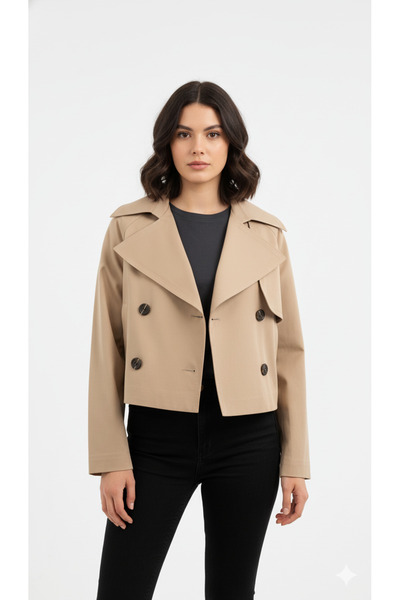 EQ MODA Kadın Kısa Trençkot