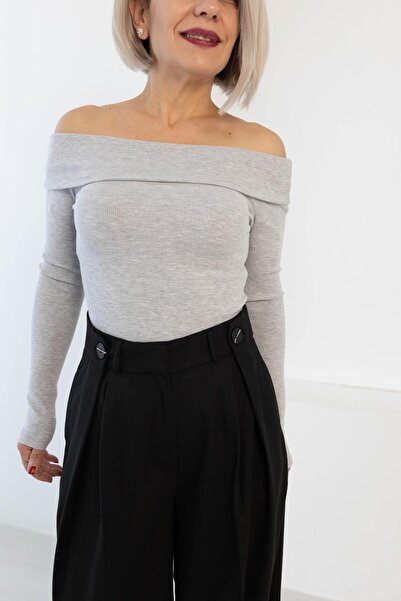 SİSTA MODA 4987 Madonna Collar, Long Sleeve Blouse