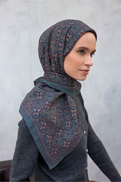 Silk Home Eșarfă din viscoză Velora cu model trifoi verde petrol închis Tok D...