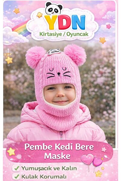 ydn 3-8 Yaş İçin Kız ve Erkek Figürlü İçi Polarlı Kar Maskesi