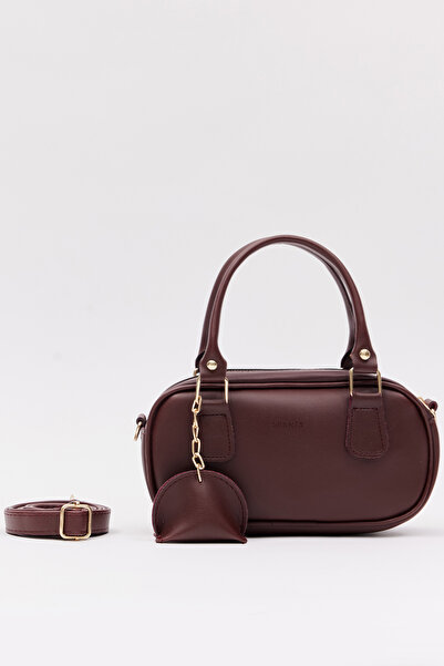 Shanta Geantă de mână și de umăr pentru femei, roșu Claret D20, cu un singur ...