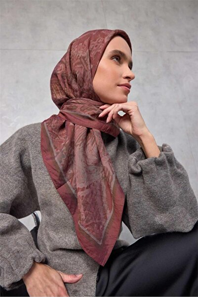 Silk Home وشاح فيسكوز فيلورا للفصول الأربعة بنمط مختلط باللون الأحمر الداكن 9...