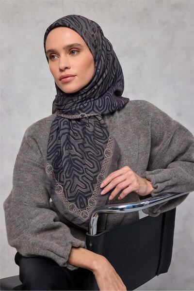 Silk Home Eșarfă din viscoză Velora Four Seasons Model Lanț Maro Mink 90x90