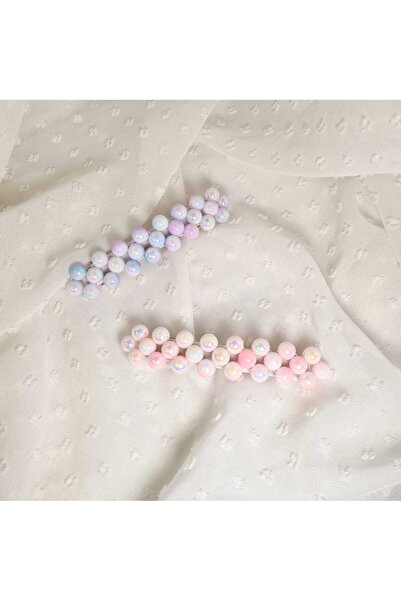 patlangaç İnci Boncuklu Otomatik Saç Tokası Seti 2’li - Pastel Mor Pembe Saç ...