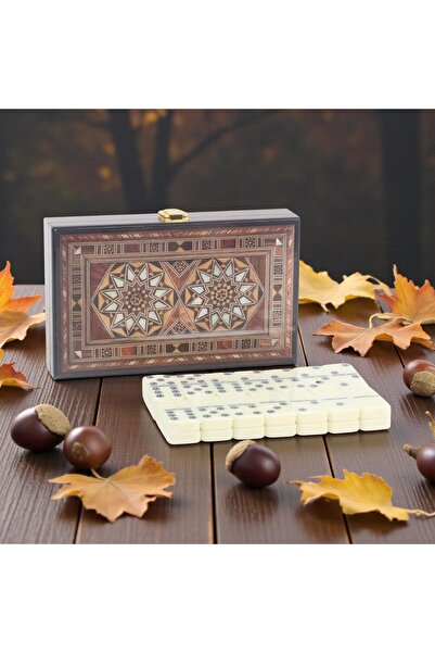 ELSELİFE Premium Domino Set with Luxurious Wooden Box Design 28 Pieces Double...