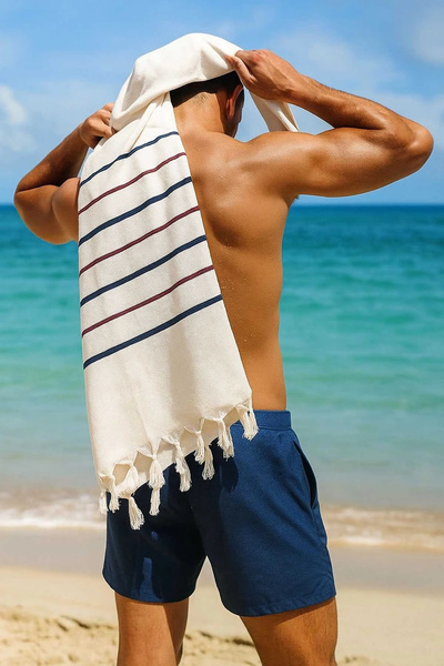 Mira Home Peshtemal Beach Towel 100% Cotton 70X150 cm White Waves