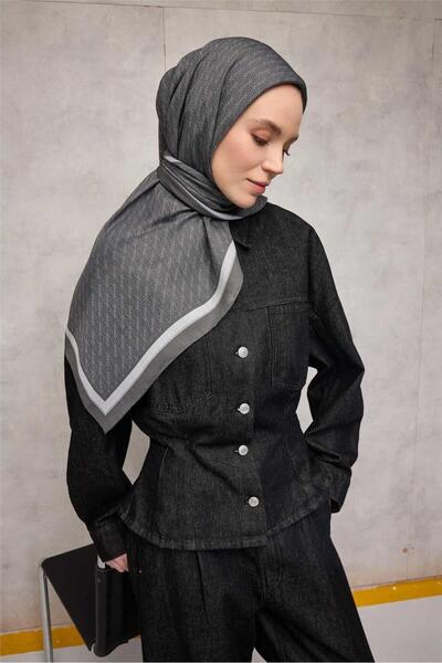 Silk Home Viskon Aura Scarf Chain Pattern Dark Gray 90X90