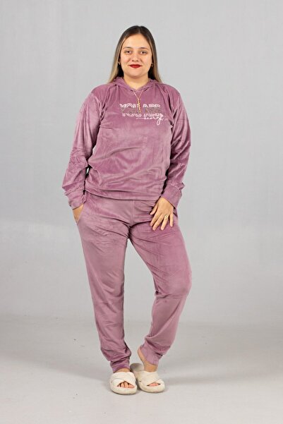 Truva XXL Premium Quality Hooded Lilac Velvet Set – Stylish and Comfortable W...