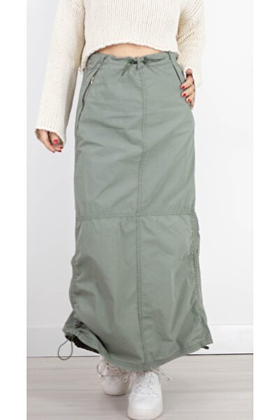 SİSTA MODA 383 Belt and Skirt with Ribbed Parachute Fabric Skirt