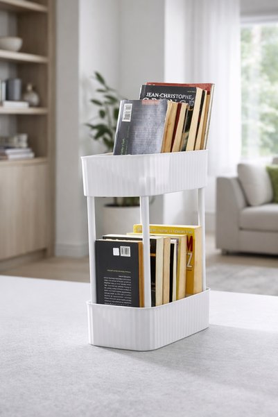 Zayas Shopping رف كتب عملي متعدد الأغراض من طبقتين - منظم كتب (بدون عجلات) - مكتبة