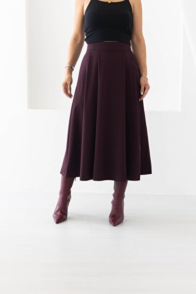 SİSTA MODA تنورة مطوية، طول متوسط، مع جيوب، وسحاب أوسط