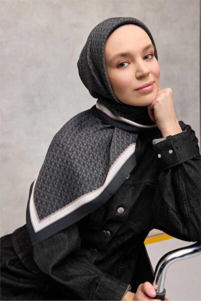 Silk Home Viskon Aura Scarf Chain Pattern Dark Navy Blue 90X90