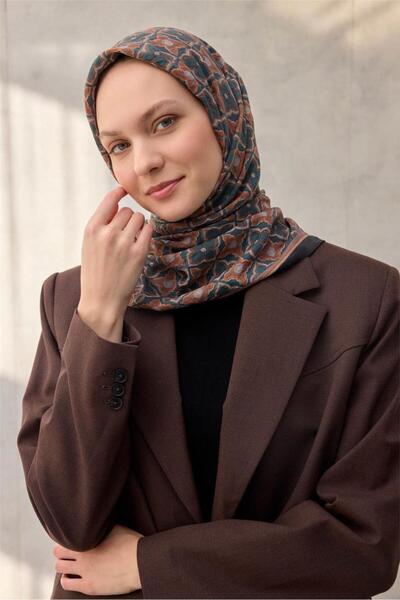 Silk Home Eșarfă din viscoză Velora cu model trifoi verde petrol Tok Duruşlu ...