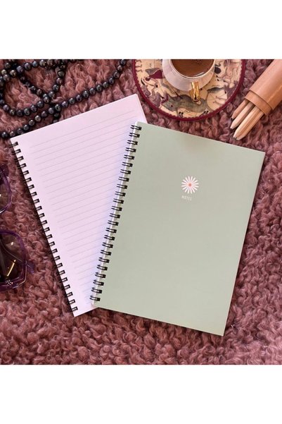 Pink notes A5 Boy Spiralli Çizgili 80 Yaprak Okul Defteri-Tekli Çiçek Desenli