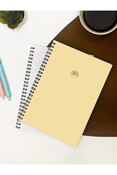 Pink notes A5 Boy Spiralli Çizgili 80 Yaprak Okul Defteri-Tekli Gökkuşağı Des...