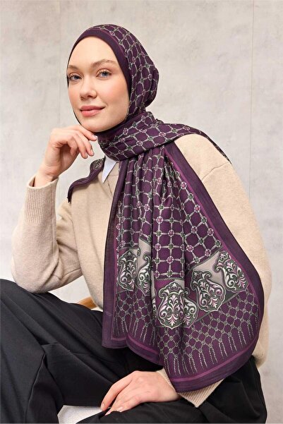 Silk Home Floş Βιολογικό Σάλι Βισκόζης Μοτίβο Σχοινί Σκούρο Μωβ 195x75