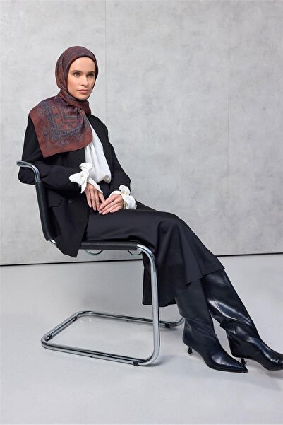 Silk Home وشاح فيسكوز فيلورا للفصول الأربعة بني 90x90