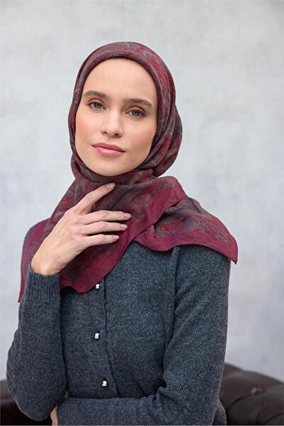 Silk Home وشاح فيسكوز فيلورا للفصول الأربعة بلون الكرز 90×90