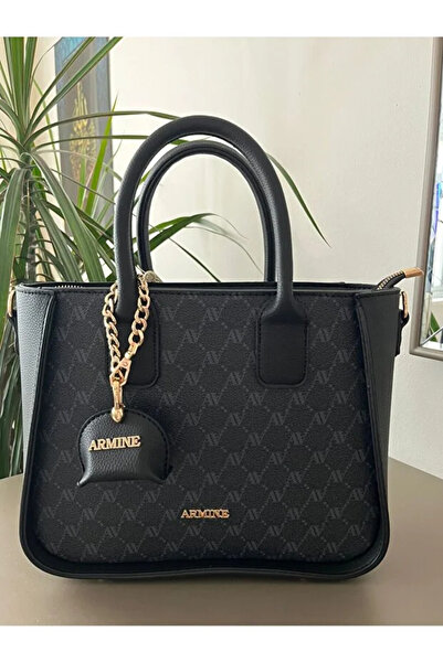 Armine Shoulder & Hand Bag with Shoulder Strap 419 Black Dot