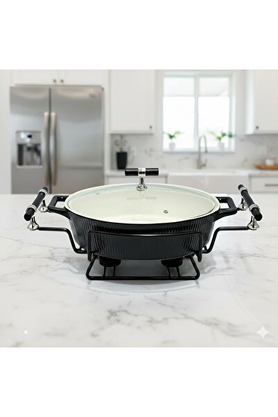 Generic Buffet warmer, round black serving dish, 14 cm, with a unique and ele...